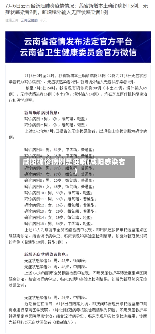 咸阳确诊病例是谁啊(咸阳感染者)