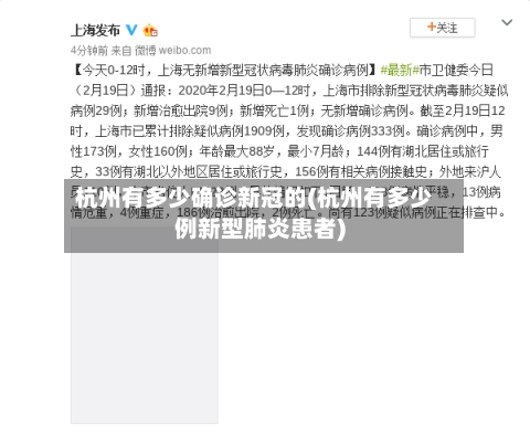 杭州有多少确诊新冠的(杭州有多少例新型肺炎患者)
