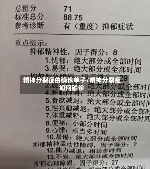 精神分裂症的确诊单子/精神分裂症如何确诊