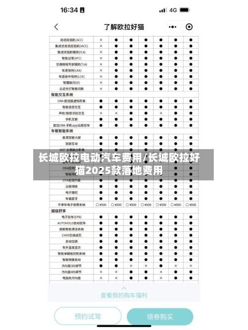 长城欧拉电动汽车费用/长城欧拉好猫2025款落地费用