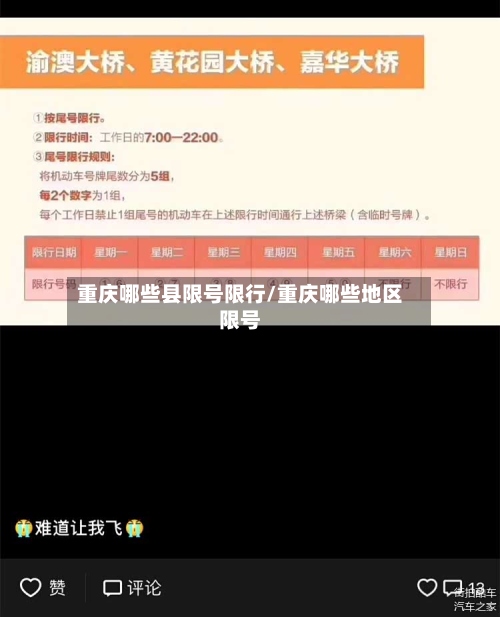 重庆哪些县限号限行/重庆哪些地区限号-第3张图片