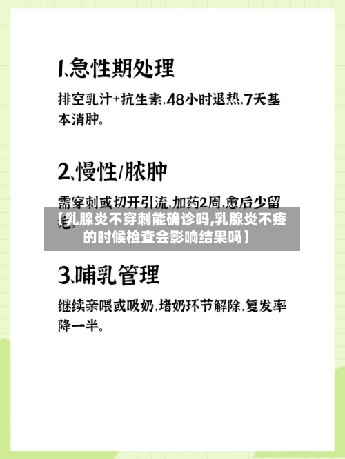 【乳腺炎不穿刺能确诊吗,乳腺炎不疼的时候检查会影响结果吗】