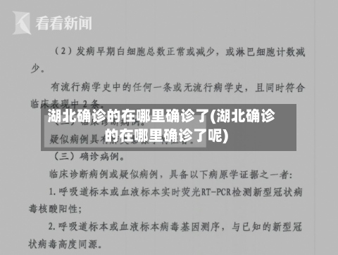 湖北确诊的在哪里确诊了(湖北确诊的在哪里确诊了呢)-第2张图片
