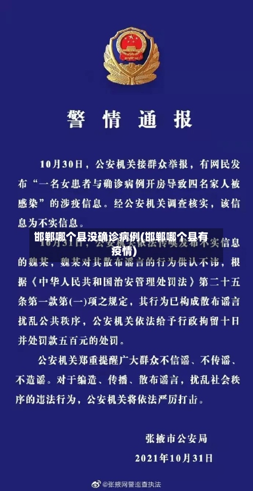 邯郸哪个县没确诊病例(邯郸哪个县有疫情)