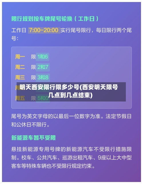 明天西安限行限多少号(西安明天限号几点到几点结束)