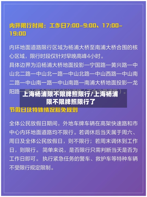 上海杨浦限不限牌照限行/上海杨浦限不限牌照限行了