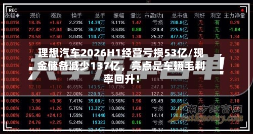 理想汽车2026H1经营亏损53亿/现金储备减少137亿	，亮点是车辆毛利率回升！-第2张图片