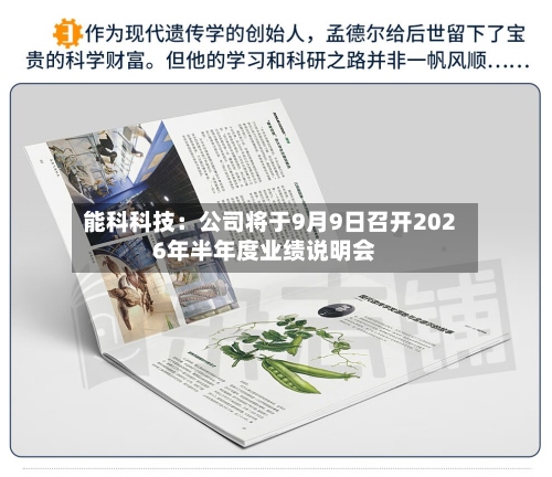 能科科技：公司将于9月9日召开2026年半年度业绩说明会