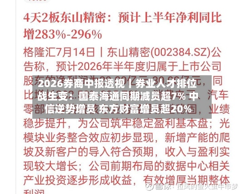 2026券商中报透视丨券业人才排位战生变:国泰海通同期减员超7% 中信逆势增员 东方财富增员超20%-第3张图片