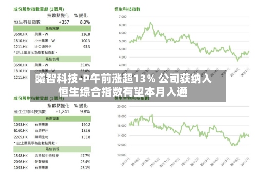 曦智科技-P午前涨超13% 公司获纳入恒生综合指数有望本月入通-第1张图片