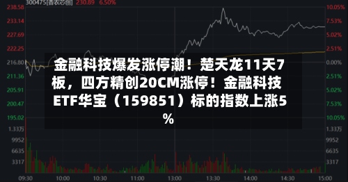 金融科技爆发涨停潮！楚天龙11天7板，四方精创20CM涨停！金融科技ETF华宝（159851）标的指数上涨5%-第2张图片