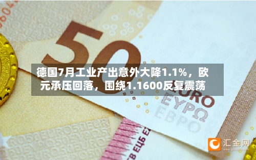 德国7月工业产出意外大降1.1%，欧元承压回落，围绕1.1600反复震荡