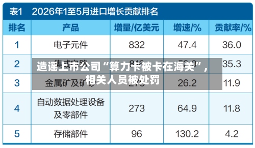 造谣上市公司“算力卡被卡在海关”，相关人员被处罚