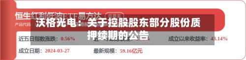 沃格光电：关于控股股东部分股份质押续期的公告