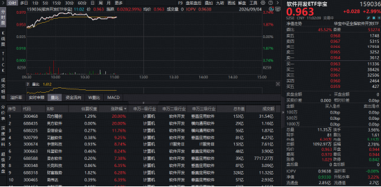 GPT-6登场，如何利好软件开发？华宝基金软件开发ETF（159036）标的指数涨超4%	，四方精创、英方软件20CM涨停